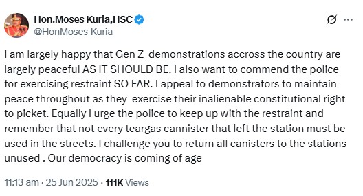  lauds the youth-led nationwide protests for being peaceful.