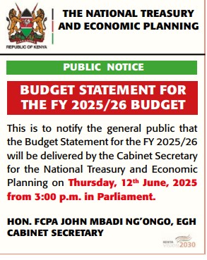 Public notice of Budget Statement for the FY 2025/26