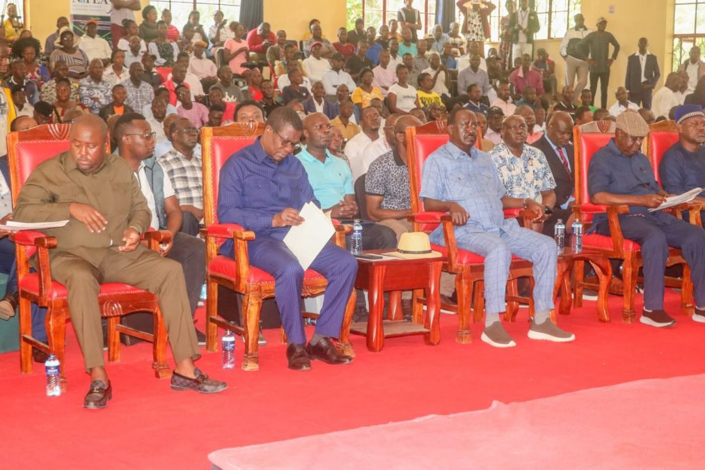 Raila Odinga with other leaders at a nuclear energy stakeholder engagement at Jaramogi Oginga Odinga University on June 27, 2025. PHOTO/@fourtheyenews/X
