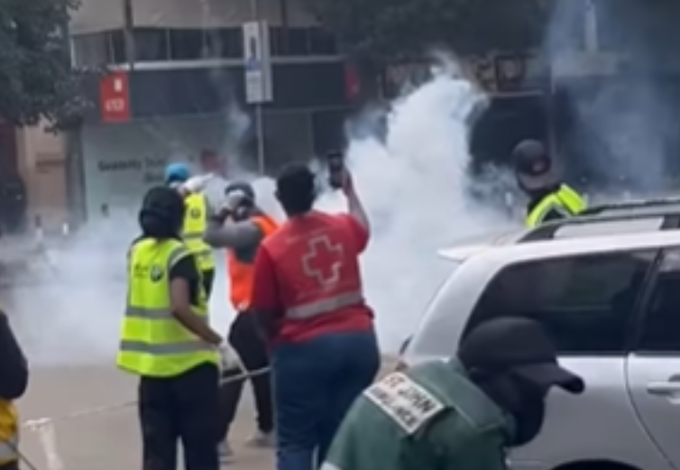 Teargas hits medical camp at Gen Z protest, forcing medics and injured to flee. PHOTO/Screengrab by K24 Digital