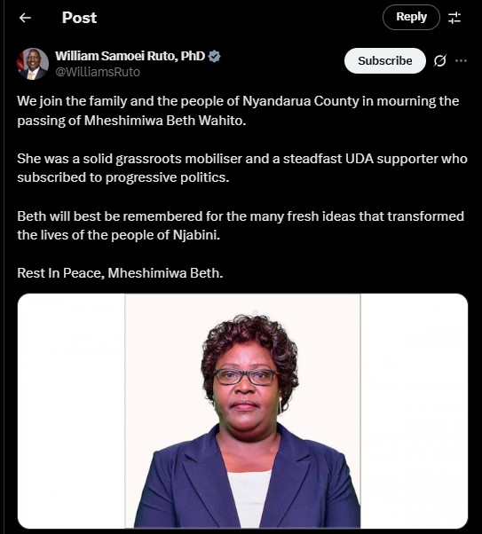 Part of the statement shared by President William Ruto on Sunday, June 22, 2025. PHOTO/screengrab by K24 Digital/@WilliamsRuto/X