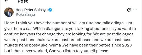 MP Peter Salasya rubbishes the call for national dialogue. PHOTO/@pksalasya