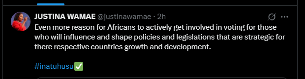 A post shared by Justina Wamae on Thursday, June 5, 2025, on her X account. PHOTO/Screengrab by K24 Digital from @justinawamae