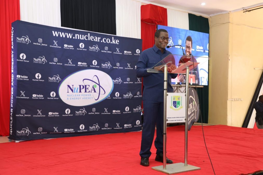 Energy CS Opiyo Wandayi Speaking at a nuclear energy stakeholder engagement at Jaramogi Oginga Odinga University on June 27, 2025. PHOTO/@nuclearkenya/X
