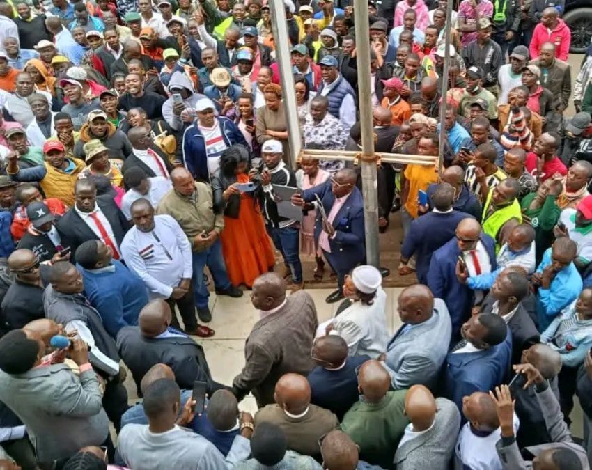 Matiangi addressing a crowd in Thika town. PHOTO//https://web.facebook.com/photo?fbid=692059690364243&set=pcb.692060250364187