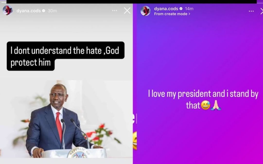 A post shared by Dyana Cods on her Instagram stories on Sunday, June 29, 2025. PHOTO/Screengrab by K24 Digital from @dyana.cods