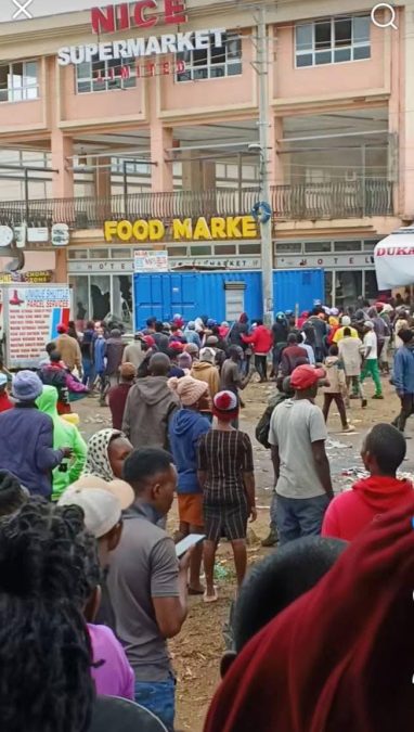 An image of an aftermath of looting during Sabasaba protests in Kirinyaga. PHOTO//https://www.facebook.com/photo?fbid=1361615701991389&set=pcb.1361615768658049
