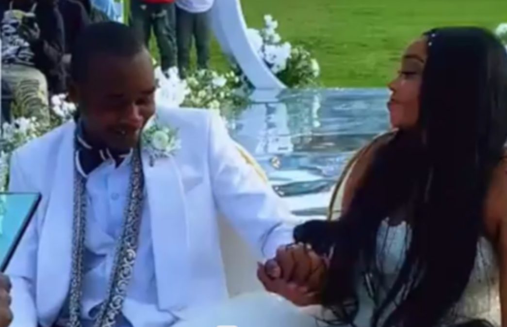 Patelo and his bride Diana during their wedding. PHOTO/SCreengrab by K24 Digital from video posted on TikTok by @arnoldmalcom