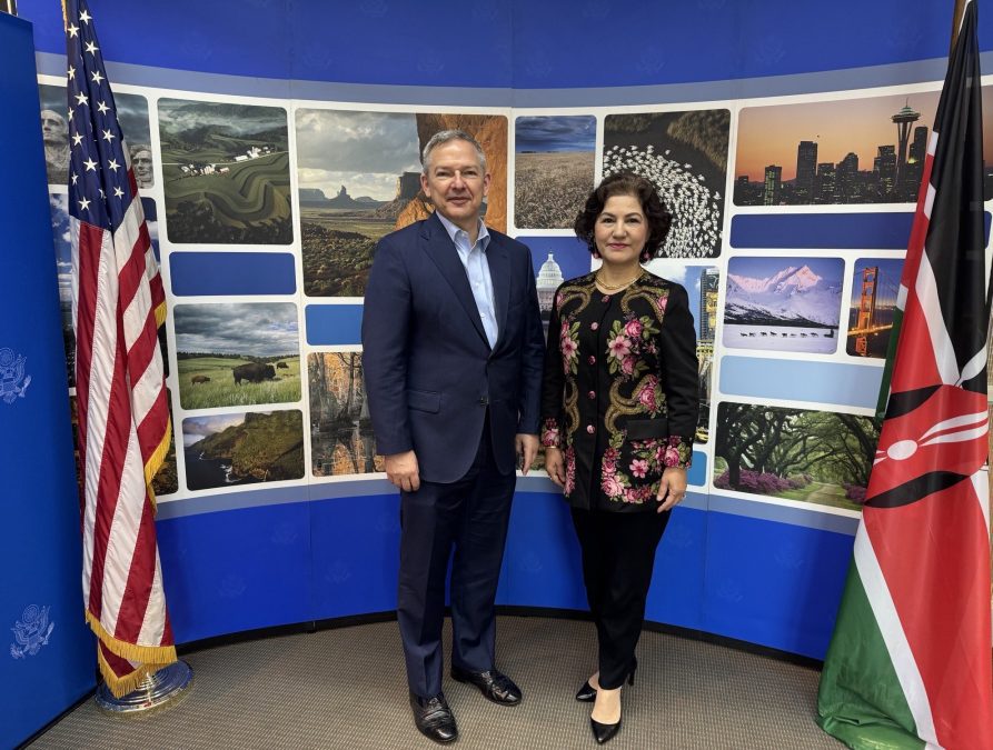 Ambassador Marc Dillard meets Rushan Abbas during International Religious Freedom Week in Nairobi. PHOTO /@USAmbKenya/X