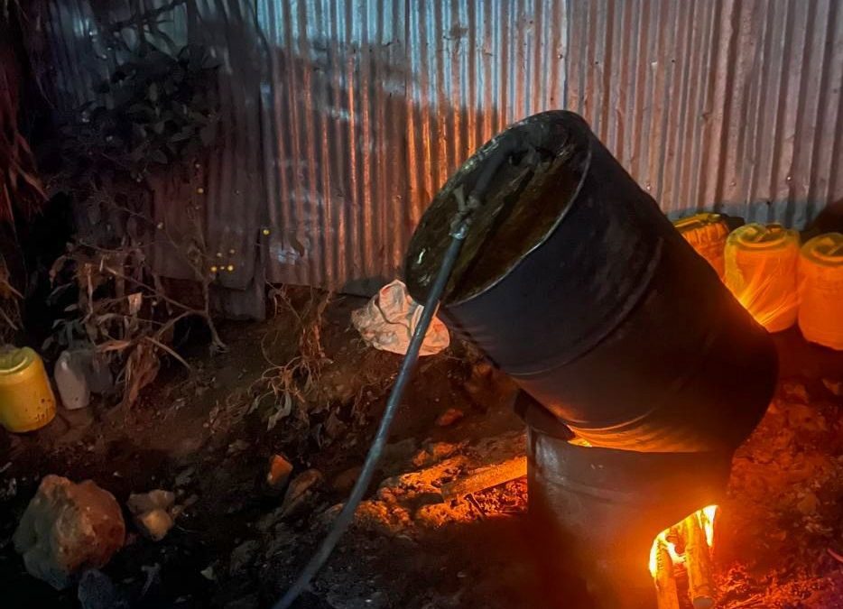 A metal tank used in the distillation of the local brew. PHOTO/@NPSOfficial_KE/X