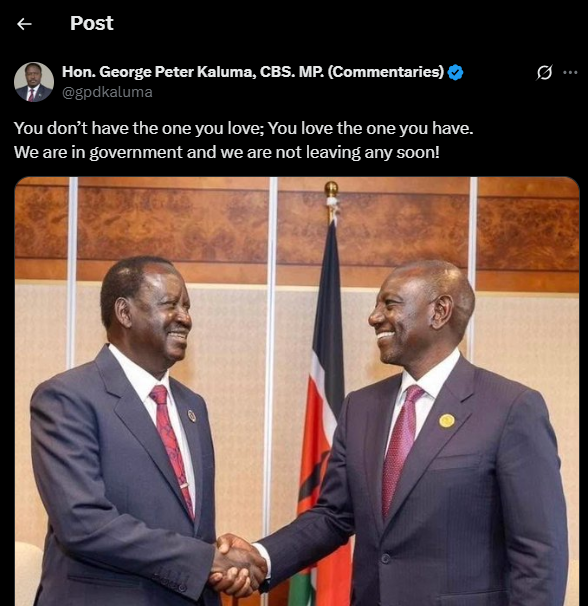 A post shared by Peter Kaluma on his X account. PHOTO/Screengrab by K24 Digital from @gpdkaluma