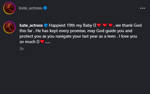 A post shared by Kate Actress on Thursday, July 3, 2025, on her Instagram page. PHOTO/Screengrab by K24 Digital from kate_actress