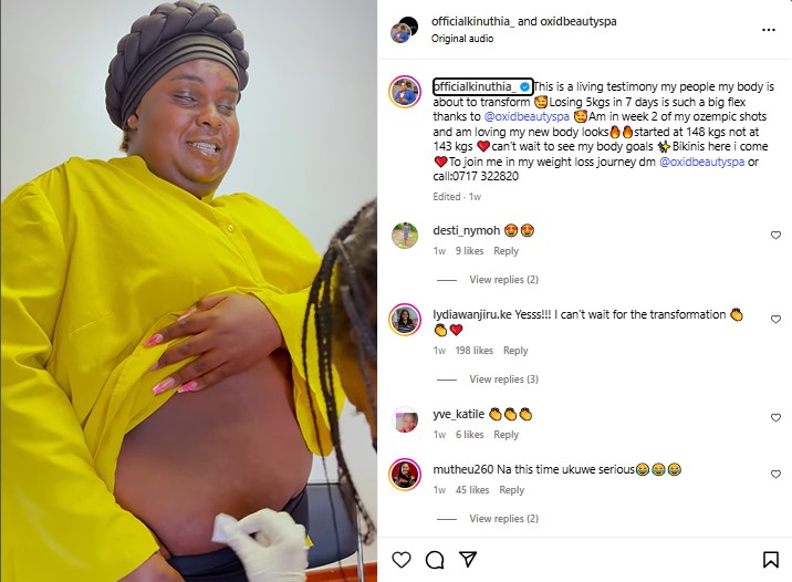 Digital content creator and influencer Kevin Kinuthia taking an Ozempic shot. PHOTO/@officialkinuthia_/Instagram
