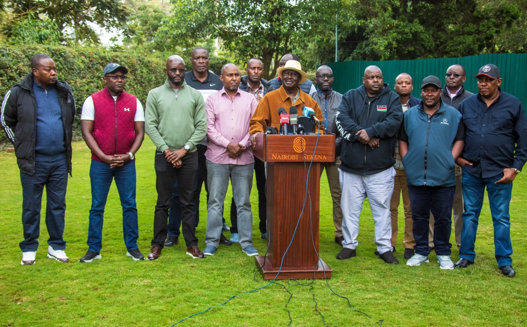 Raila Odinga alongside ODM leaders at a past function. PHOTO/x.com/Raila