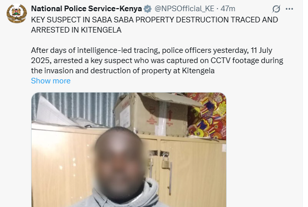Statement from NPS. PHOTO/A screengrab by K24 Digital