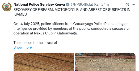 Statement by NPS. PHOTO/ Screengrab by K24 Digital.