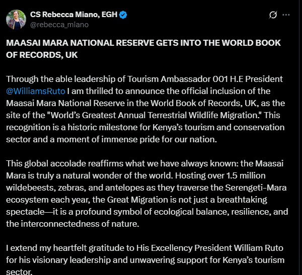 A post by Rebecca Miano. PHOTO//Screengrab by K24 digital from X post by @rebecca_miano