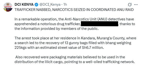 Statement by the DCI. PHOTO/Screengrab by K24 Digital
