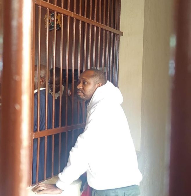 Activist Boniface Mwangi when he appeared before Principal Magistrate Gideon Kiage at the Kahawa Law Courts on Monday, July 21, 2025.PHOTO/Zipporah Ngwatu