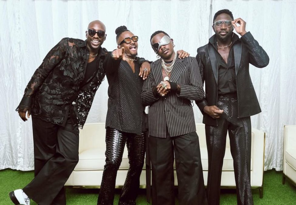 Former band group Sauti Sol members Willis Chimano, Savara Mudigi, and Polycarp Otieno. PHOTO/@sautisol/Instagram