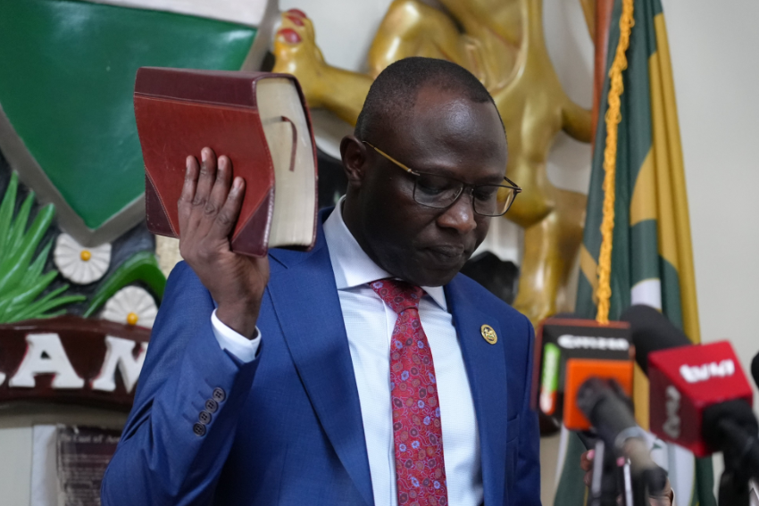 IEBC Chairperson Erastus Edung Ethekon is sworn in on July 11, 2025. PHOTO/@CJMarthaKoome/X