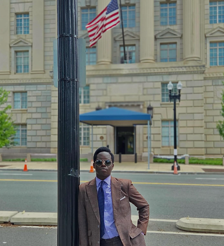 ODM youth leader Kasmuel McOure poses during his tour of Washington, D.C. PHOTO/https://web.facebook.com/Kasmuel