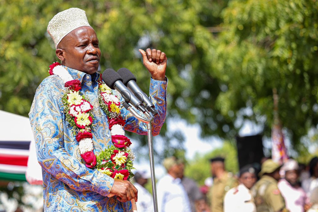 Deputy President Kithure Kindiki addresses residents during a public engagement in Lamu on Monday, July 7, 2025. PHOTO/https://www.facebook.com/share/1F7nbytSqu/