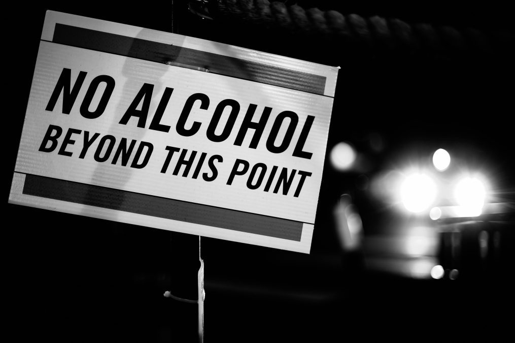 A post with the words, No alcohol beyond this point, the image is used for graphical representation purposes only. PHOTO/Pexels