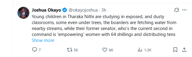 Screenshot from Joshua Okayo X post. PHOTO/https://x.com/okayojoshua/status/1949992298244149478