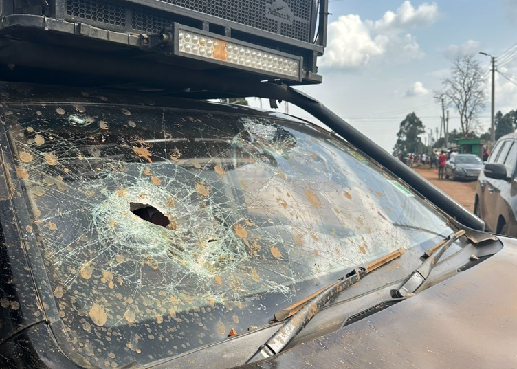 Part of convoy of Rigathi Gachagua stoned in Bungoma on July 4, 2025. PHOTO/https://web.facebook.com/DPGachagua