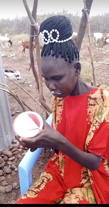 TikTok star Fardosa drinking yoghurt. PHOTO/Screengrab by K24 Digital.