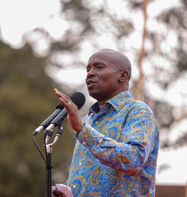 Deputy President Kithure Kindiki speaking in Nyeri County on August 8, 2025. PHOTO/https://www.facebook.com/KithureKindiki