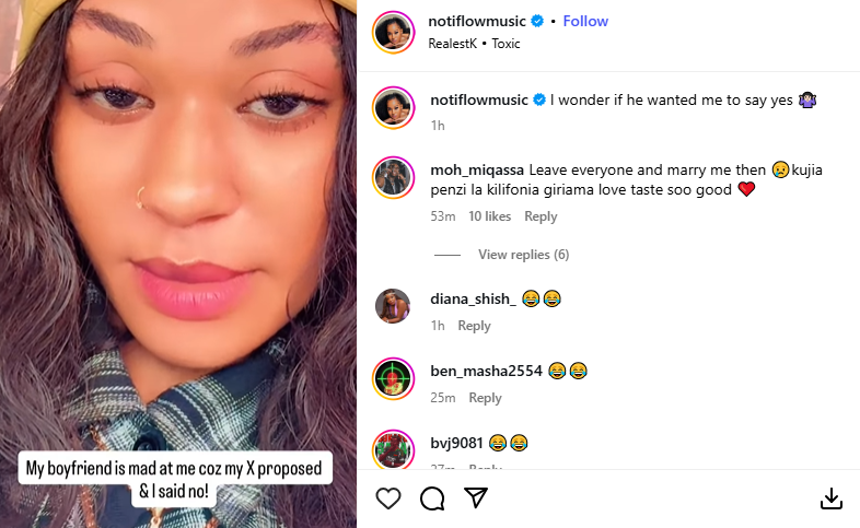 Noti Flow reveals her boyfriend got upset after she turned down ex’s ...