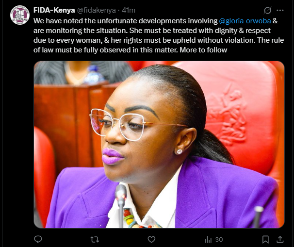 A post shared by FIDA on X. PHOTO/Screengrab by K24 Digital from @fidakenya
