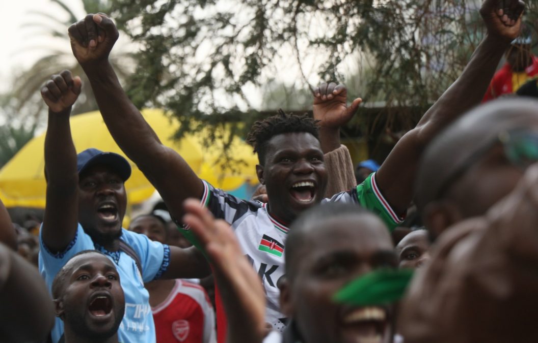 Kenyans in Nairobi CBD celebrating Harambee Stars’ victory against Zambia on Sunday, August 17, 2025.PHOTO/Kenna CLAUDE