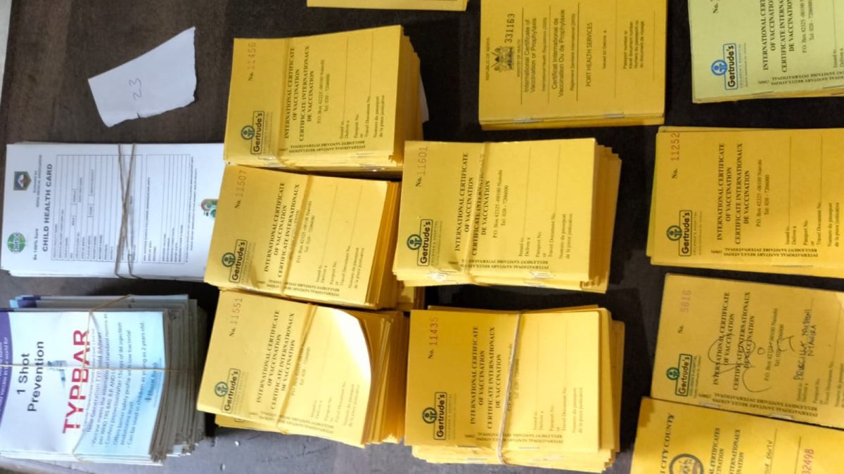 Some of the items recovered during the arrest. PHOTO/@DCI_Kenya /X