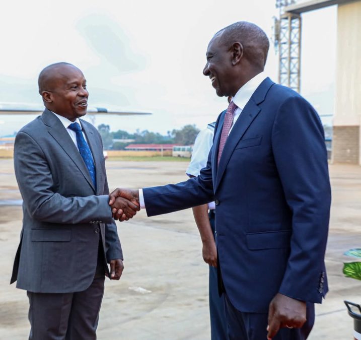 DP Kindiki, President William Ruto shake hands. PHOTO/@KindikiKithure/X