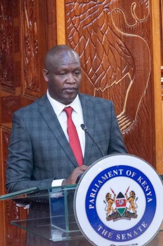 Kericho Governor Eric Mutai on the floor of the Senate. PHOTO/Screengrab by K24 Digital.