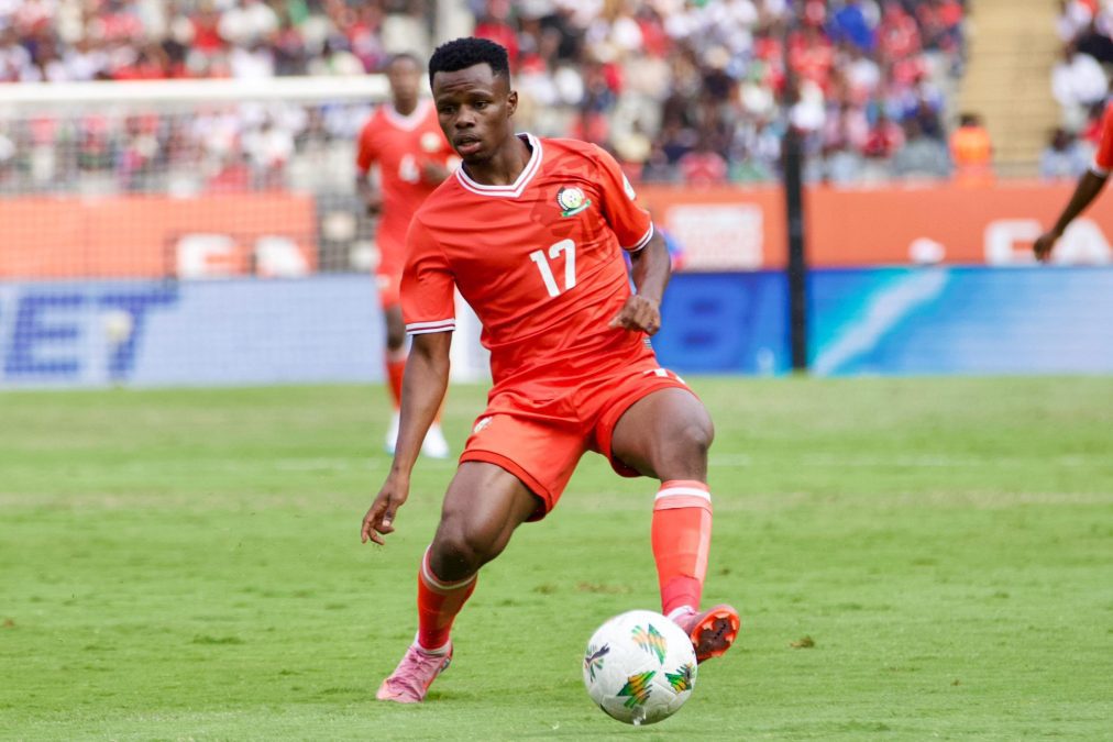 Harambee Stars player in action during the Madagascar match.PHOTO/@husseinmohammed/X