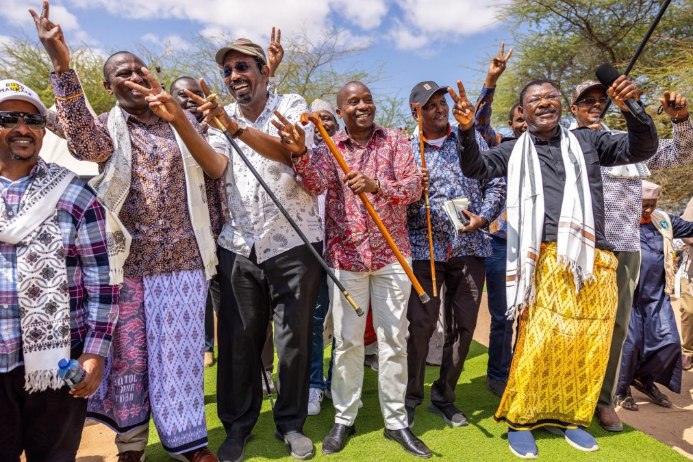 Moses Wetang'ula with other political leaders during a women's empowerment forum in Modogashe, Lagdera Constituency, Garissa County