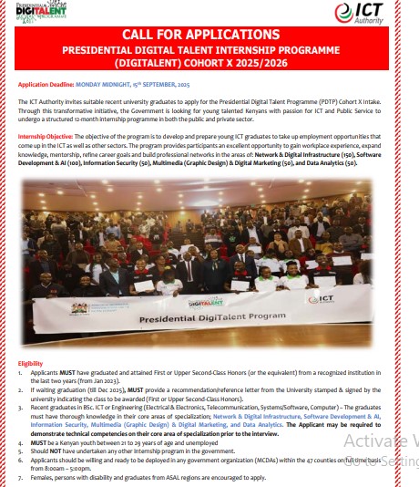Govt opens applications for presidential digital talent internship programme