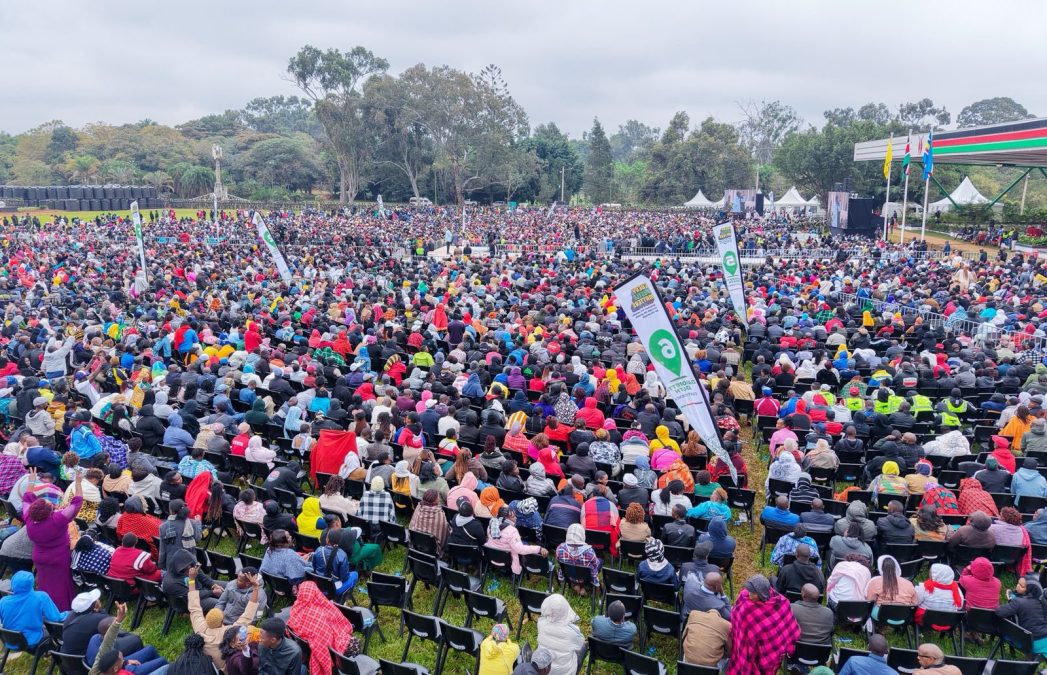 A crowd gathered at the State House, Nairobi, during an empowerment program chaired by President William Ruto. PHOTO/@rigathi/X