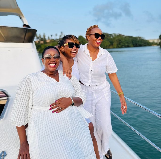 Nominated MP Sabina Chege with her friends during her lavish yacht birthday. PHOTO/https://www.facebook.com/karenzo047