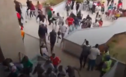 Fans force their way into the stadium. PHOTO/Screengrab by K24 Digital