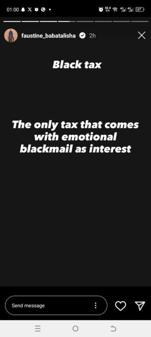 Baba Talisha's opinion on Black tax. PHOTO/@faustine_babatalisha/Instagram