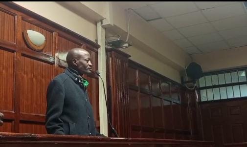 Activist Julius Kamau when he appeared before Milimani Chief Magistrate Lucas Onyina on Monday, August 25, 2025.PHOTO/Zipporah Ngwatu