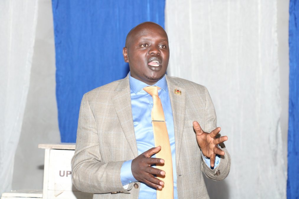 Nandi Senator Samson Cherargei gestures during a past engagement. PHOTO/https://www.facebook.com/NandiSenator