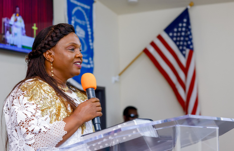 Pastor Dorcas Rigathi speaks during a church service in Texas on August 3, 2025. PHOTO/@rigathi/X
