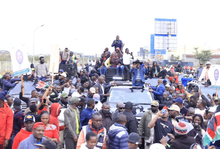 DCP Party leader Rigathi Gachagua acknowledges his supporters after returning from the USA on August 21, 2025. PHOTO/@rigathi/X