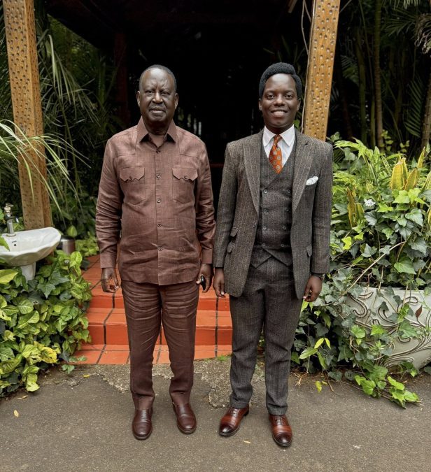 Kasmuel McOure and ODM leader Raila Odinga. PHOTO/@_Kaskazini